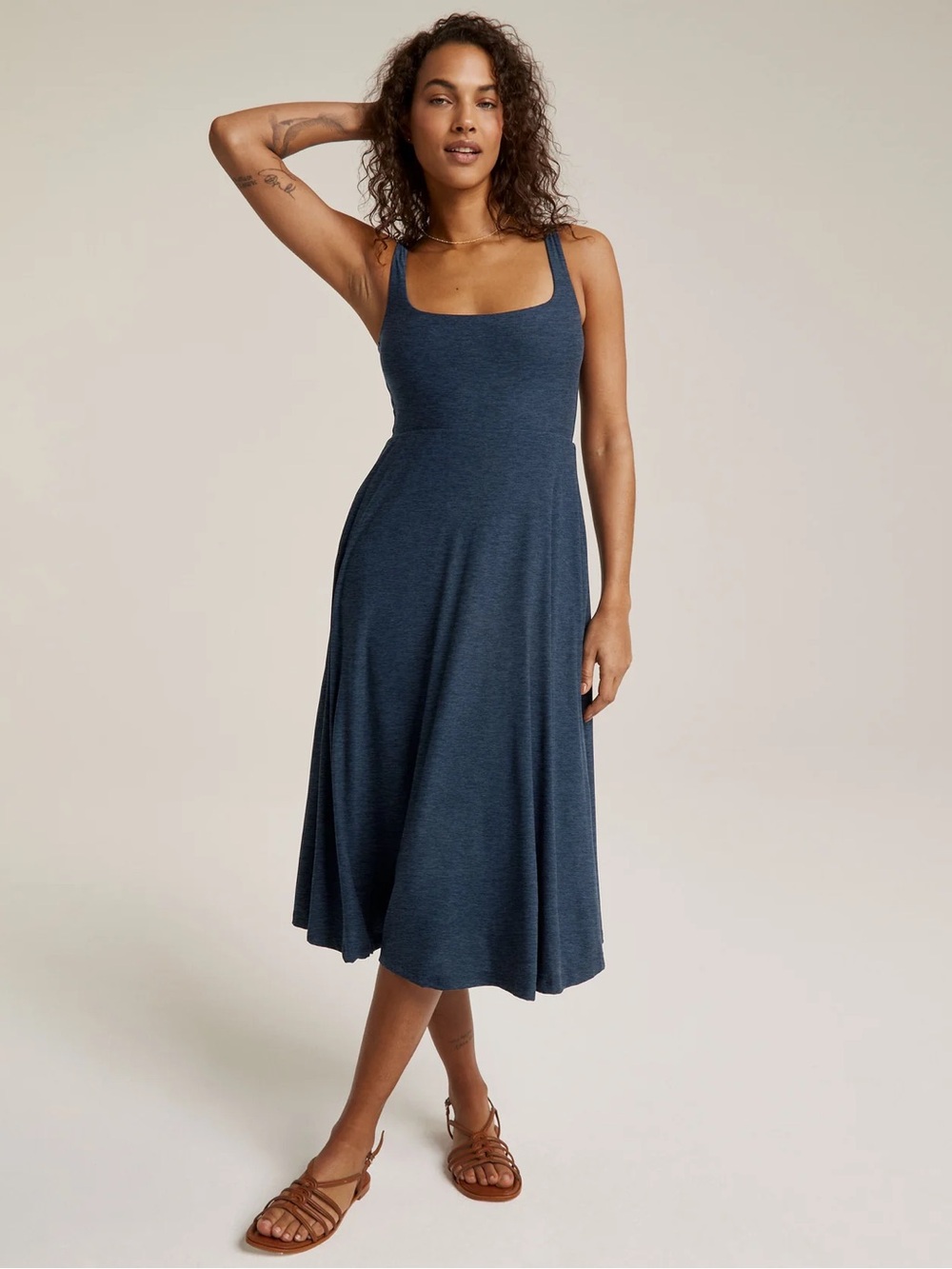 Beyond Yoga Featherweight At The Ready Square Neck Dress, Nocturnal Navy